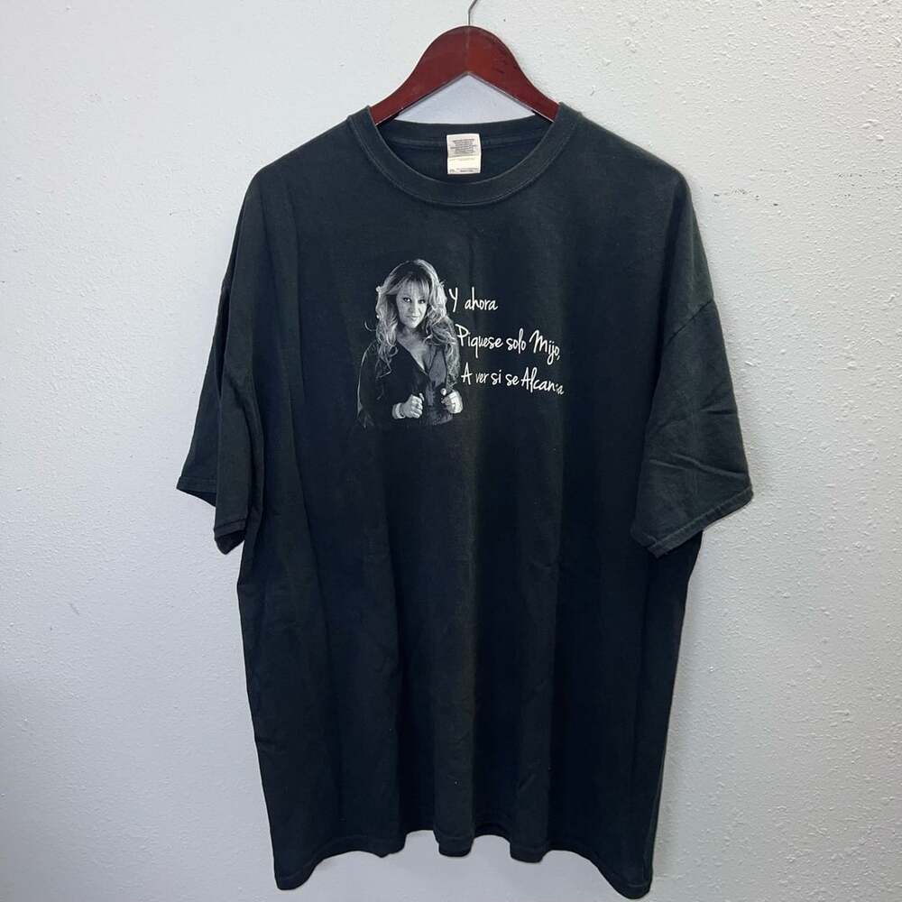 Vintage Jenni Rivera T Shirt Mens 2XL Black Gildan Heavy Cotton Spanish 0643